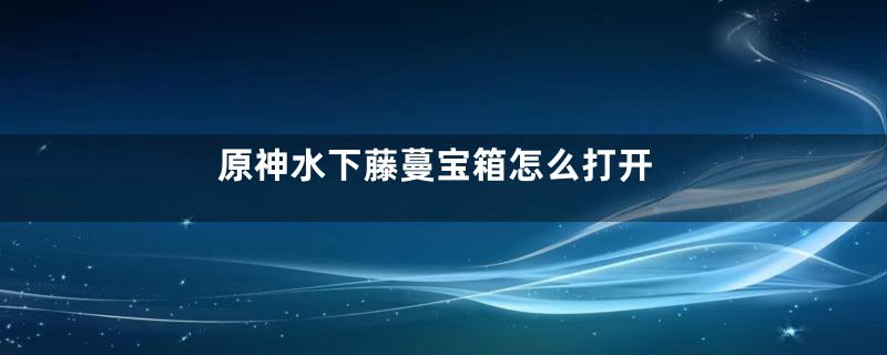 原神水下藤蔓宝箱怎么打开