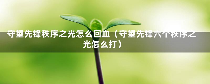 守望先锋秩序之光怎么回血（守望先锋六个秩序之光怎么打）