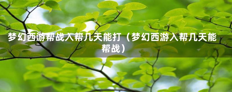 梦幻西游帮战入帮几天能打（梦幻西游入帮几天能帮战）