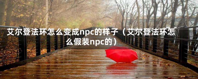 艾尔登法环怎么变成npc的样子（艾尔登法环怎么假装npc的）