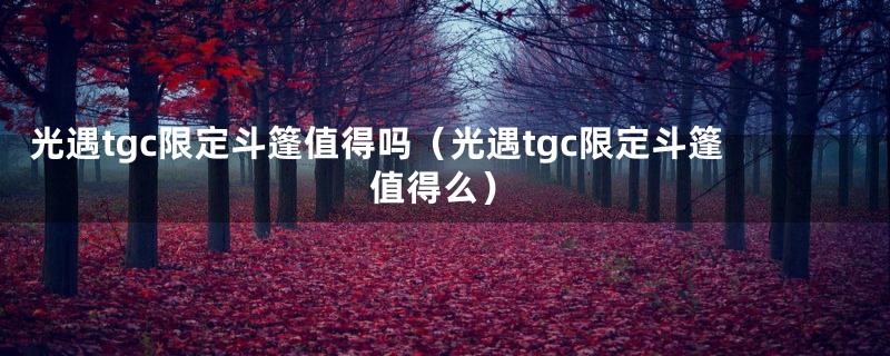 光遇tgc限定斗篷值得吗（光遇tgc限定斗篷值得么）