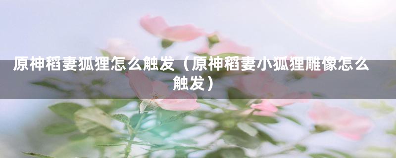 原神稻妻狐狸怎么触发（原神稻妻小狐狸雕像怎么触发）