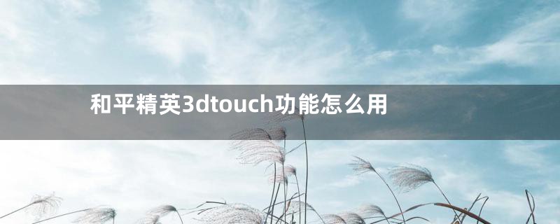 和平精英3dtouch功能怎么用