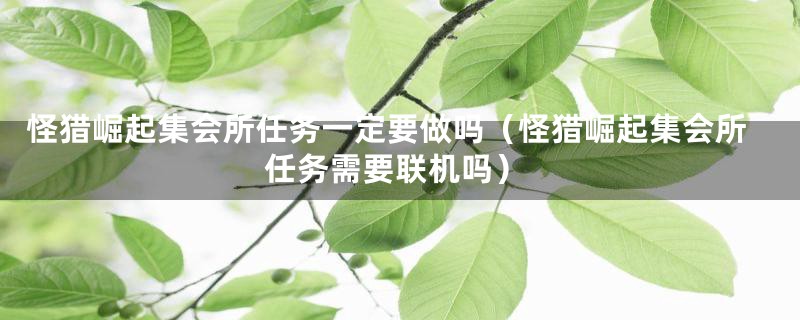 怪猎崛起集会所任务一定要做吗（怪猎崛起集会所任务需要联机吗）