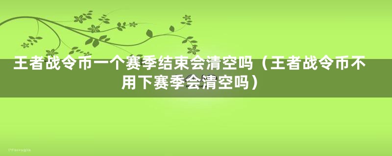 王者战令币一个赛季结束会清空吗（王者战令币不用下赛季会清空吗）