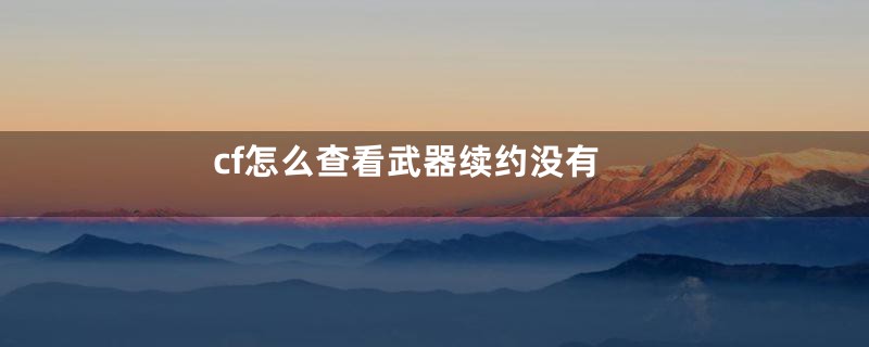 cf怎么查看武器续约没有