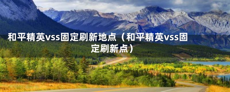 和平精英vss固定刷新地点（和平精英vss固定刷新点）