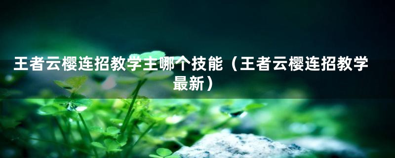 王者云樱连招教学主哪个技能（王者云樱连招教学最新）