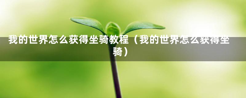 我的世界怎么获得坐骑教程（我的世界怎么获得坐骑）