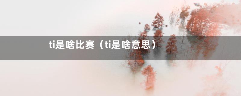 ti是啥比赛（ti是啥意思）