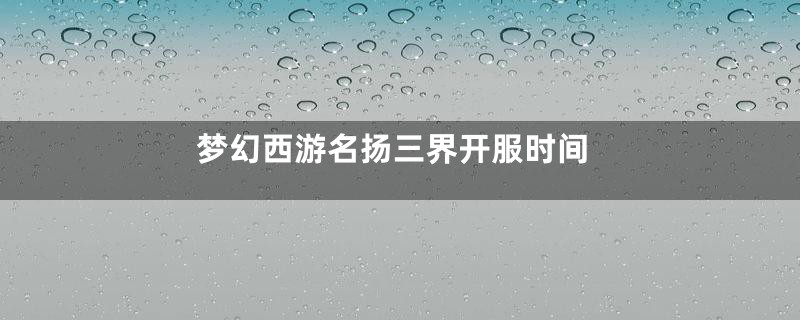 梦幻西游名扬三界开服时间