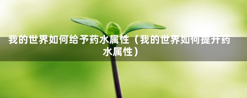 我的世界如何给予药水属性（我的世界如何提升药水属性）