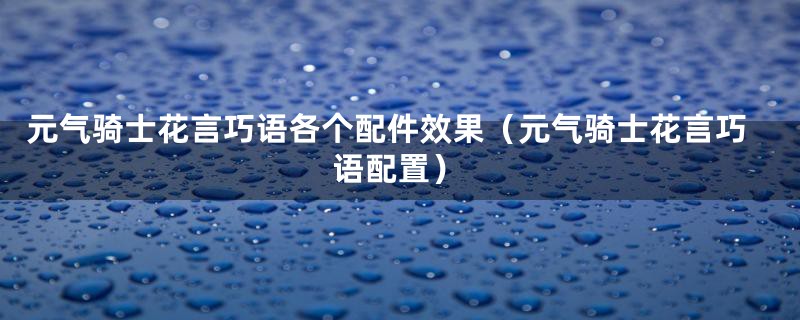 元气骑士花言巧语各个配件效果（元气骑士花言巧语配置）