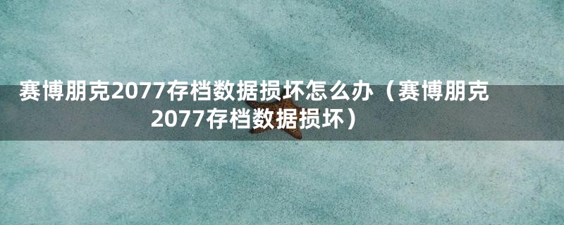 赛博朋克2077存档数据损坏怎么办（赛博朋克2077存档数据损坏）