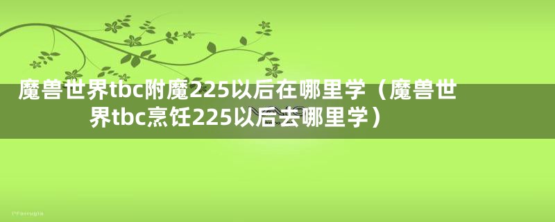 魔兽世界tbc附魔225以后在哪里学（魔兽世界tbc烹饪225以后去哪里学）