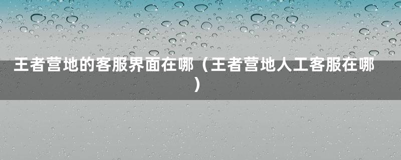 王者营地的客服界面在哪（王者营地人工客服在哪）