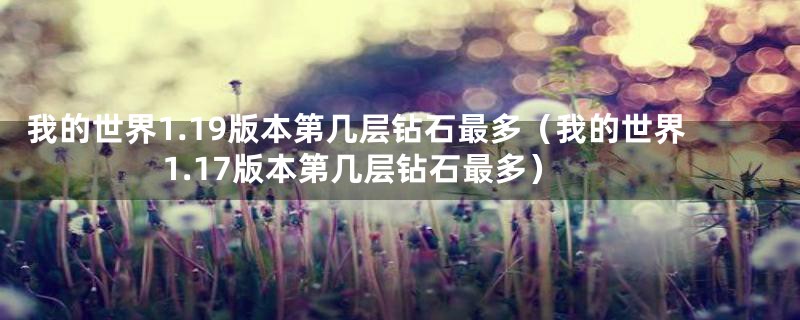 我的世界1.19版本第几层钻石最多（我的世界1.17版本第几层钻石最多）