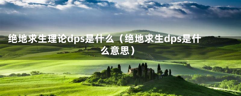 绝地求生理论dps是什么（绝地求生dps是什么意思）