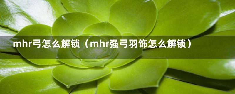 mhr弓怎么解锁（mhr强弓羽饰怎么解锁）