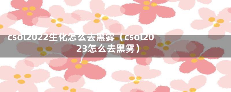 csol2022生化怎么去黑雾（csol2023怎么去黑雾）