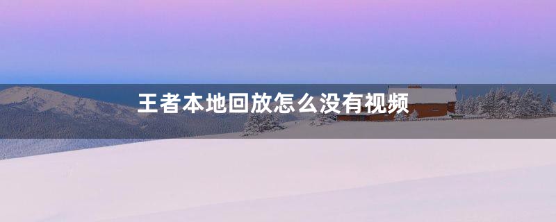 王者本地回放怎么没有视频