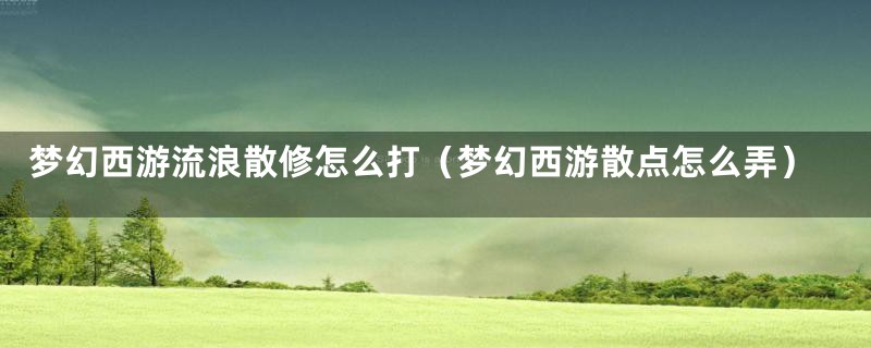 梦幻西游流浪散修怎么打（梦幻西游散点怎么弄）