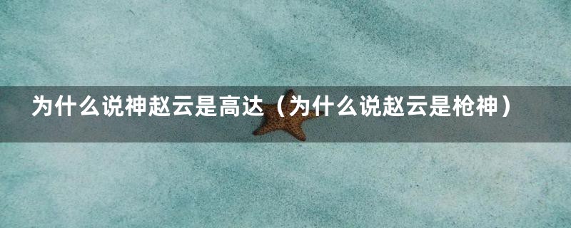 为什么说神赵云是高达（为什么说赵云是枪神）