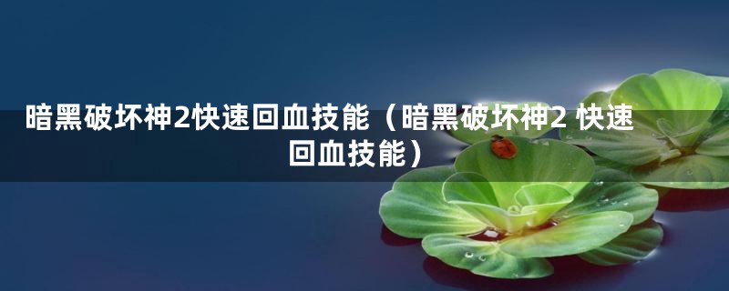 暗黑破坏神2快速回血技能（暗黑破坏神2 快速回血技能）