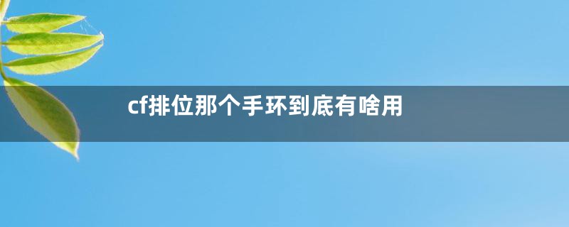 cf排位那个手环到底有啥用