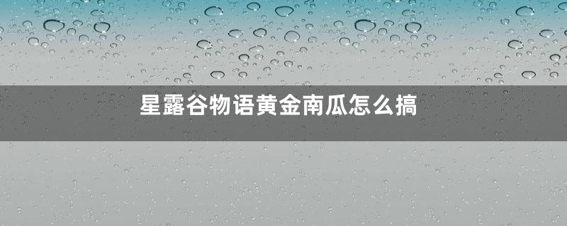 星露谷物语黄金南瓜怎么搞