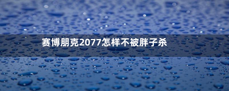 赛博朋克2077怎样不被胖子杀