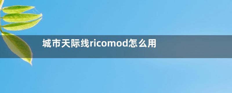 城市天际线ricomod怎么用