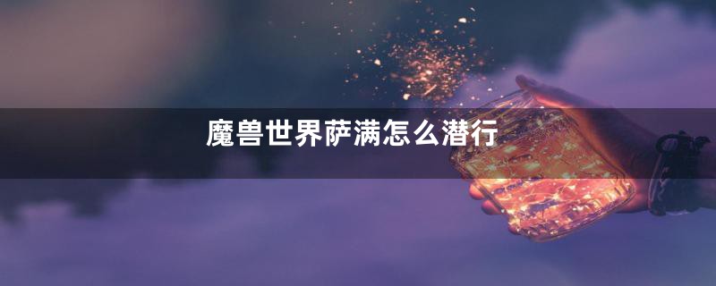 魔兽世界萨满怎么潜行