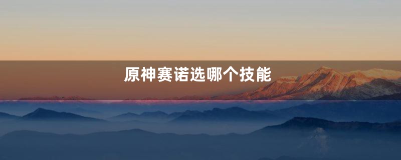 原神赛诺选哪个技能