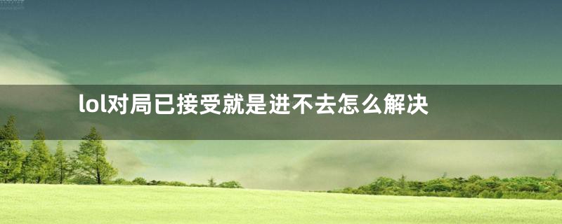 lol对局已接受就是进不去怎么解决