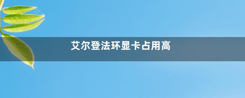 艾尔登法环显卡占用高