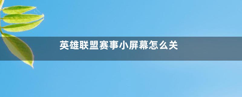 英雄联盟赛事小屏幕怎么关