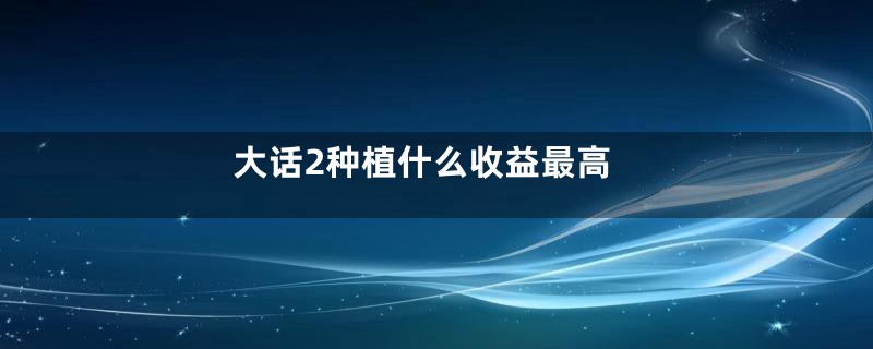 大话2种植什么收益最高