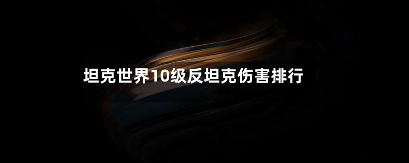 坦克世界10级反坦克伤害排行