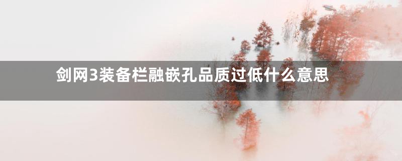 剑网3装备栏融嵌孔品质过低什么意思