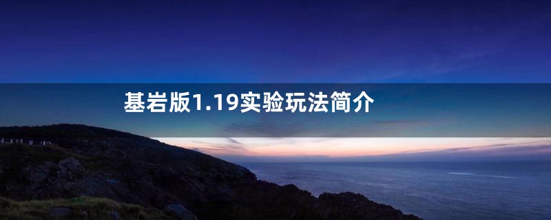 基岩版1.19实验玩法简介