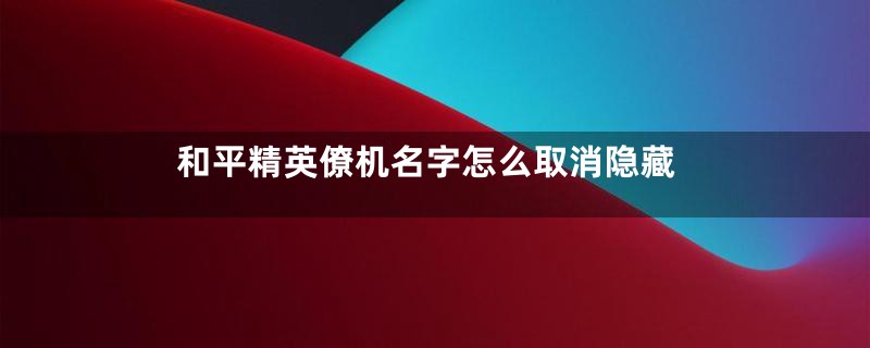 和平精英僚机名字怎么取消隐藏