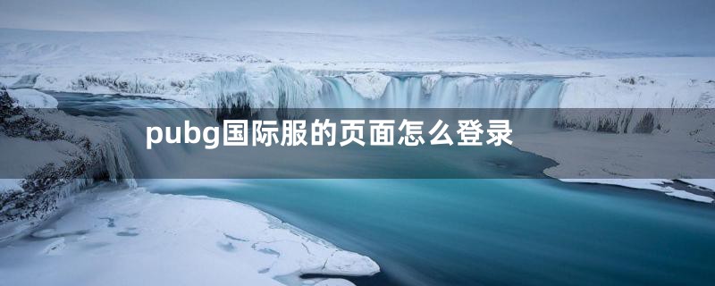 pubg国际服的页面怎么登录