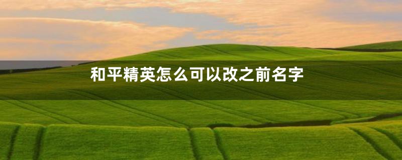 和平精英怎么可以改之前名字