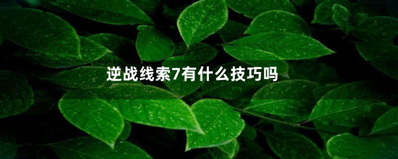 逆战线索7有什么技巧吗