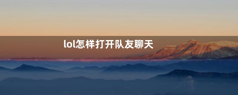 lol怎样打开队友聊天