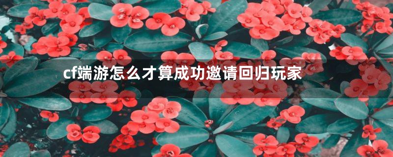 cf端游怎么才算成功邀请回归玩家