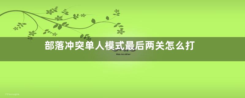 部落冲突单人模式最后两关怎么打