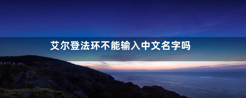 艾尔登法环不能输入中文名字吗