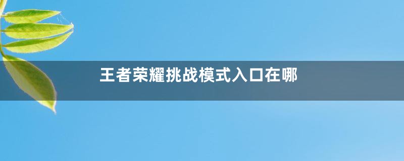 王者荣耀挑战模式入口在哪